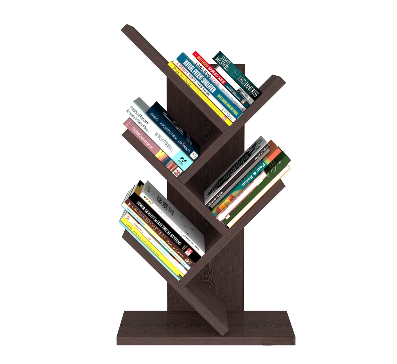 tree shape free standing book shelves | stylish wooden book storage rack